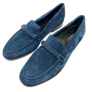 Vaneli Blue Suede Leather Women’s Loafers Slip On Shoes 9 M Low Heel